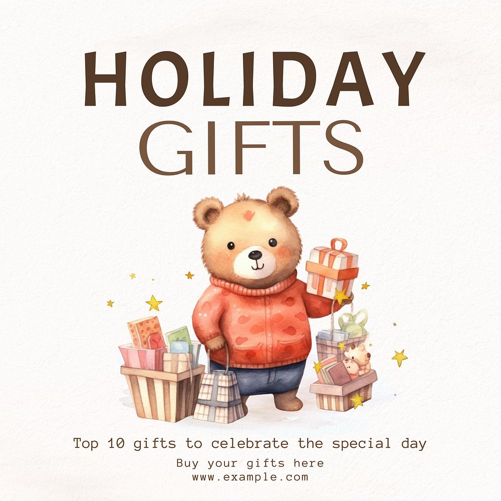 Holiday gifts post template,  social media design
