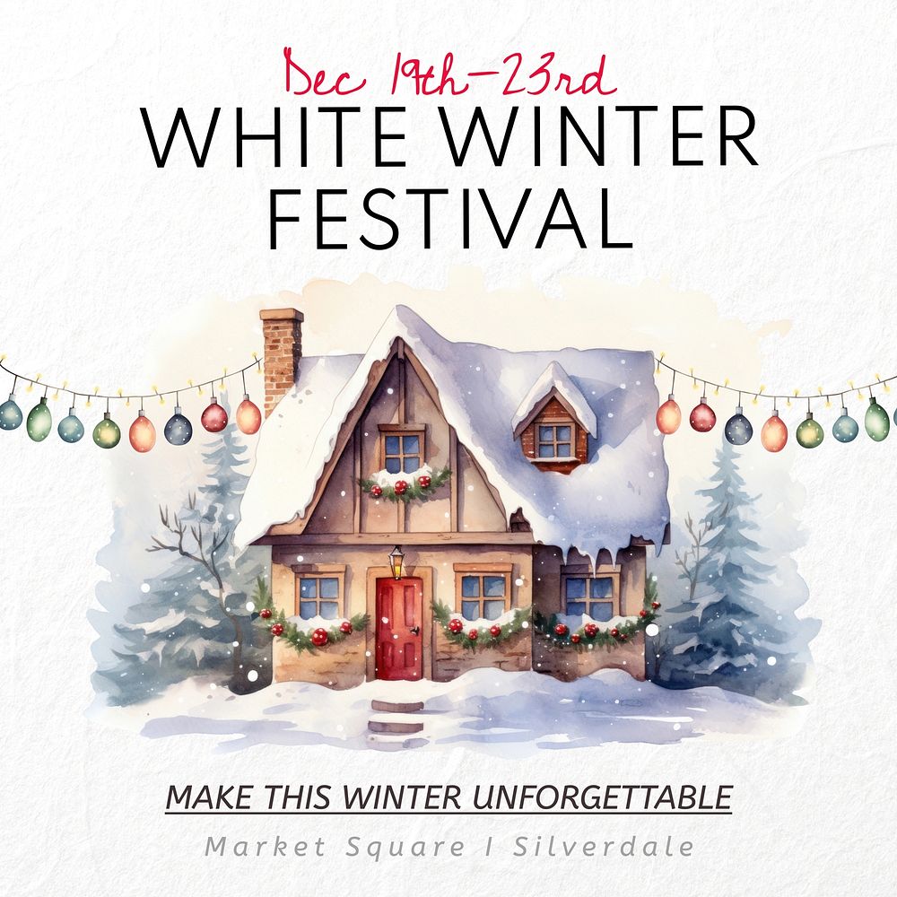 White winter festival Instagram post template