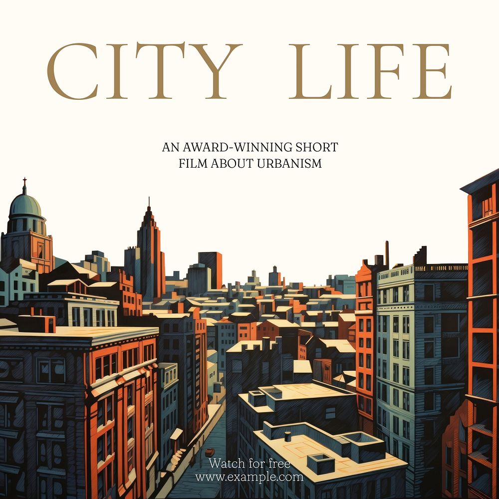 City life film Facebook post template