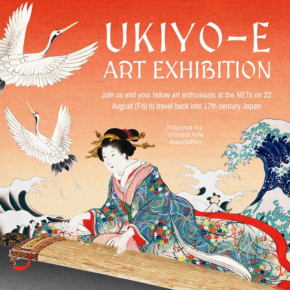 Ukiyoe art exhibition Instagram post template