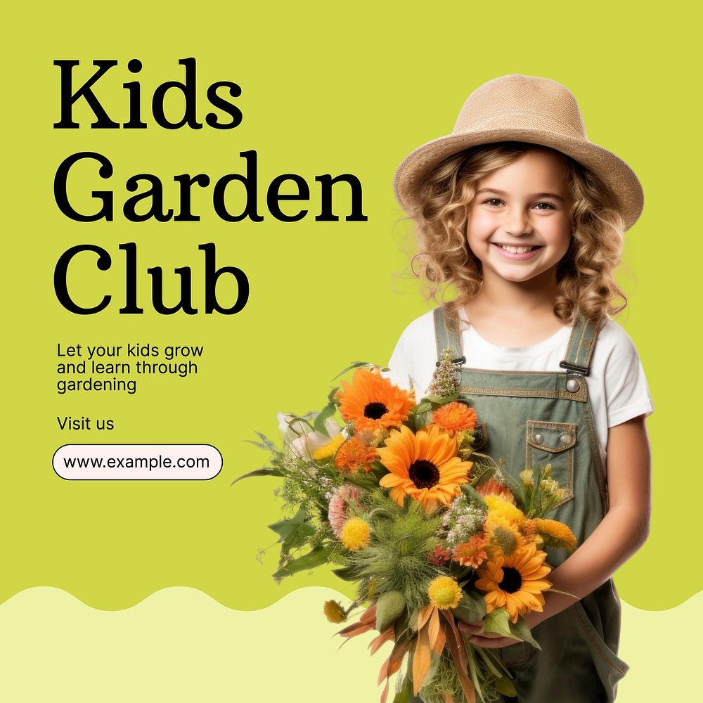 Kids garden club Instagram post template