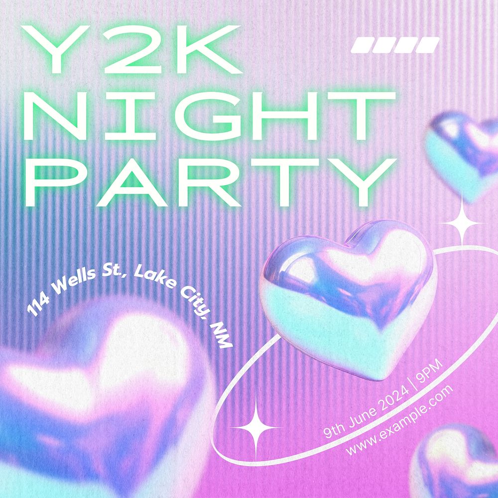 Y2K night party Instagram post template