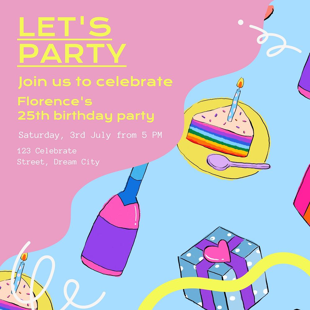 Party invitation Instagram post template