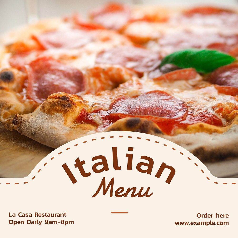 Italian food menu Instagram post template