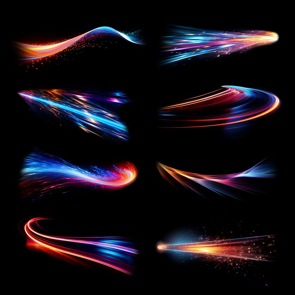 Light streak effect isolated image set