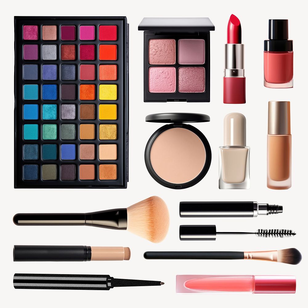 Makeup products isolated image set