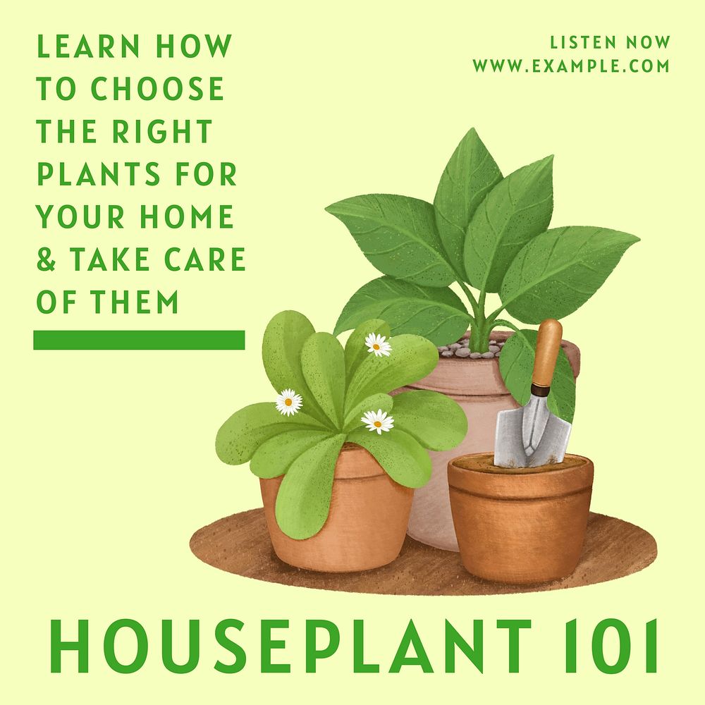 Houseplant podcast Instagram post template