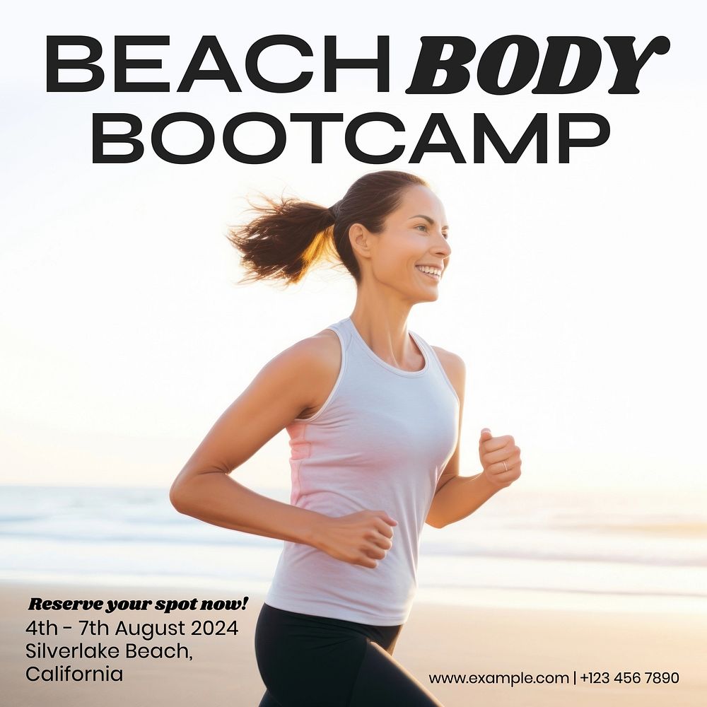 Beach body bootcamp Instagram post template