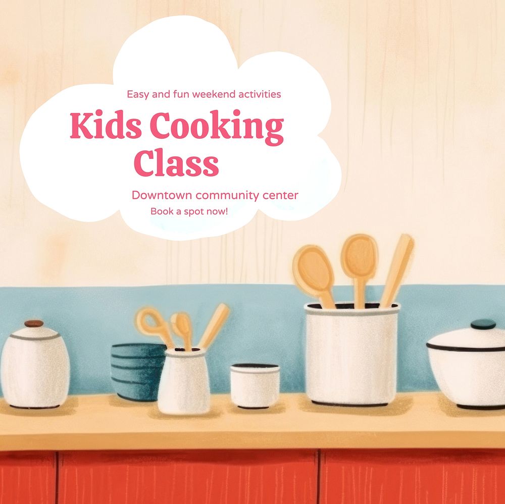 Kids cooking class Instagram post template