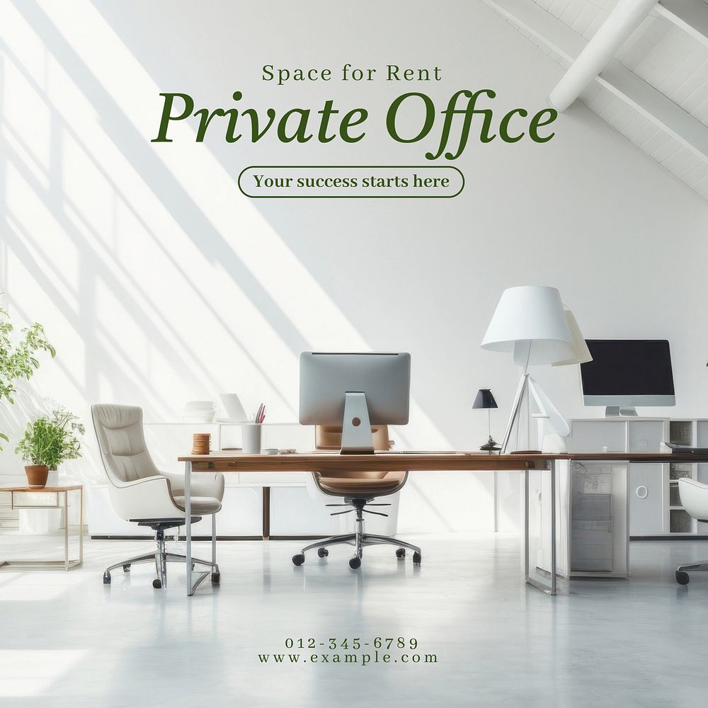 Private office for rent Instagram post template