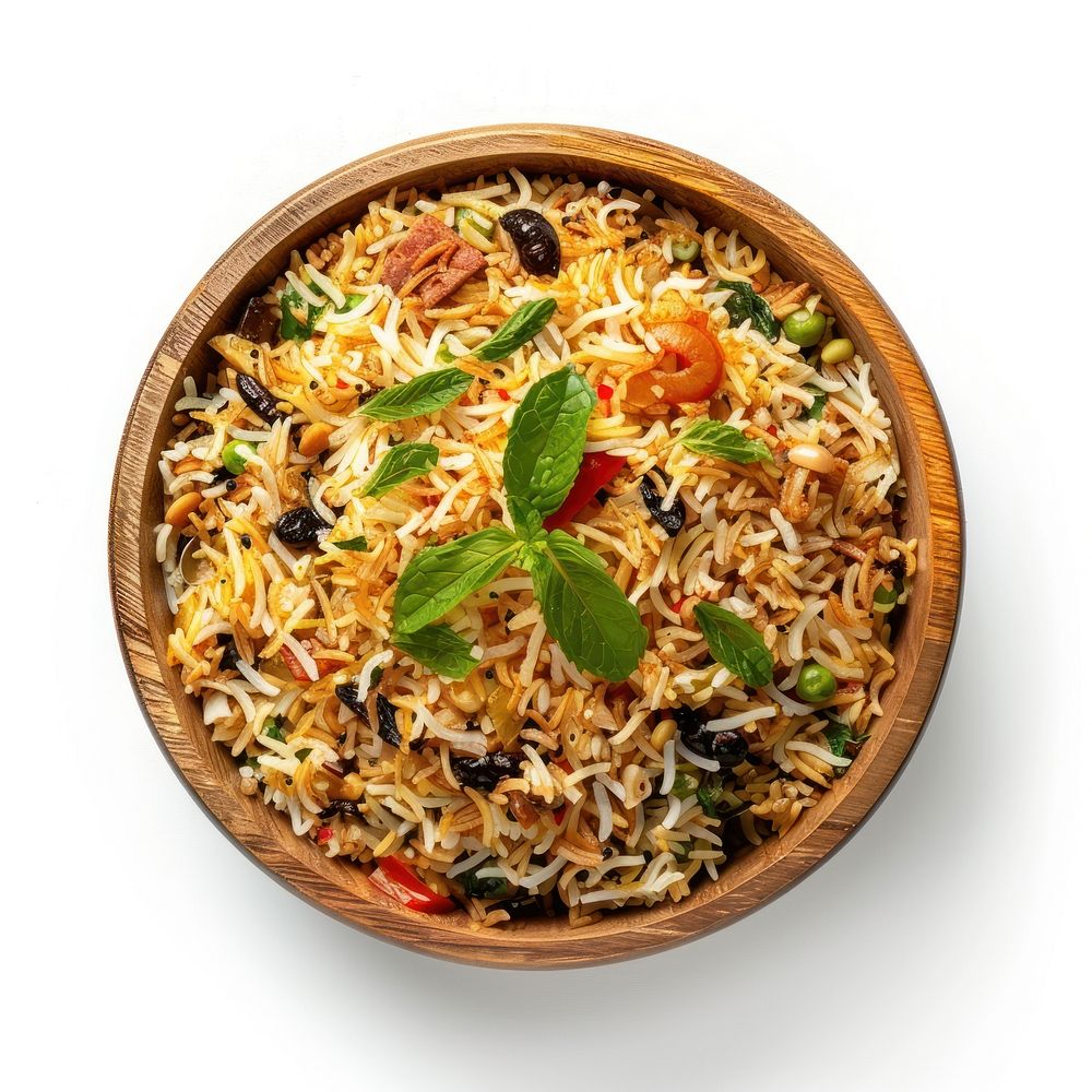 Biryani produce plate grain.