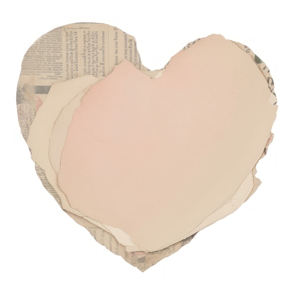 Heart shape newspaper ripped paper diaper symbol love heart symbol.