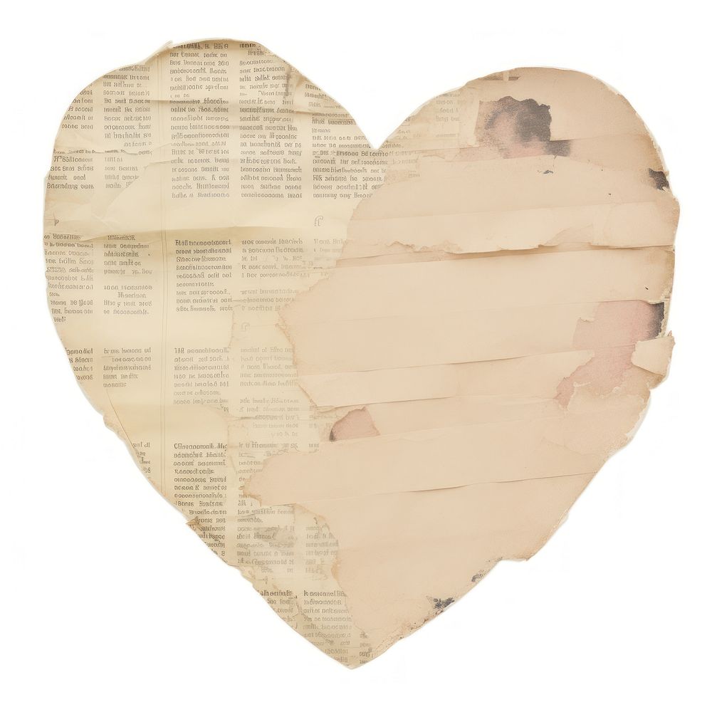 Heart shape newspaper ripped paper diaper person human.