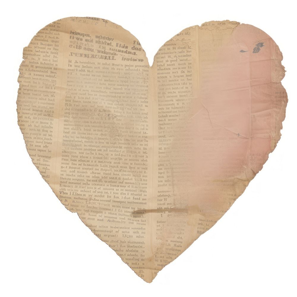 Heart shape newspaper ripped paper text diaper symbol.