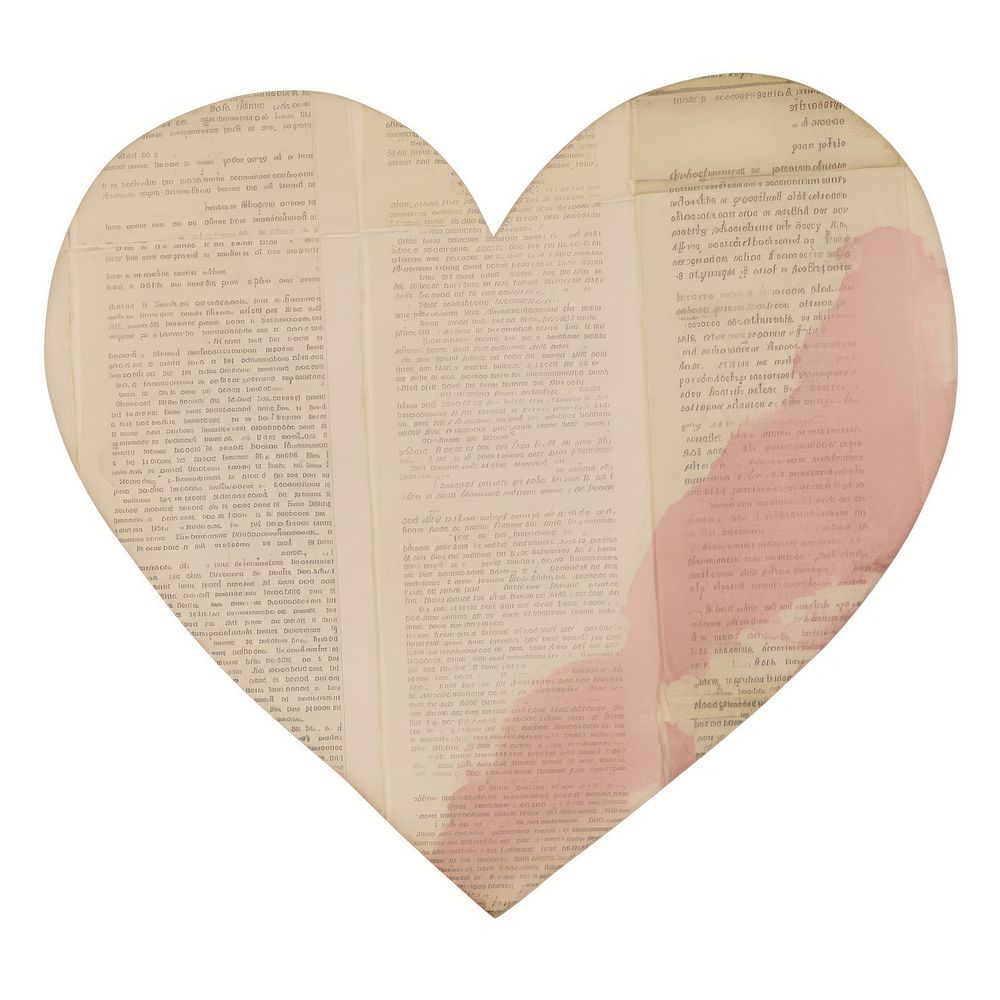 Heart shape newspaper ripped paper disk.