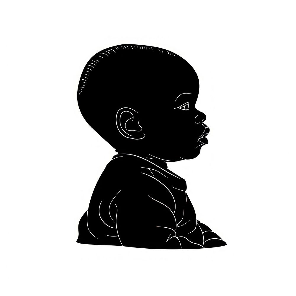 Black baby silhouette person human.