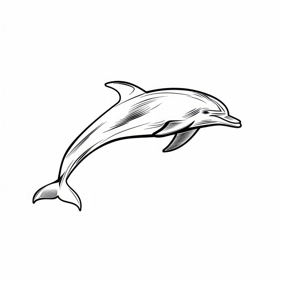 Bottlenose dolphin illustrated drawing animal.