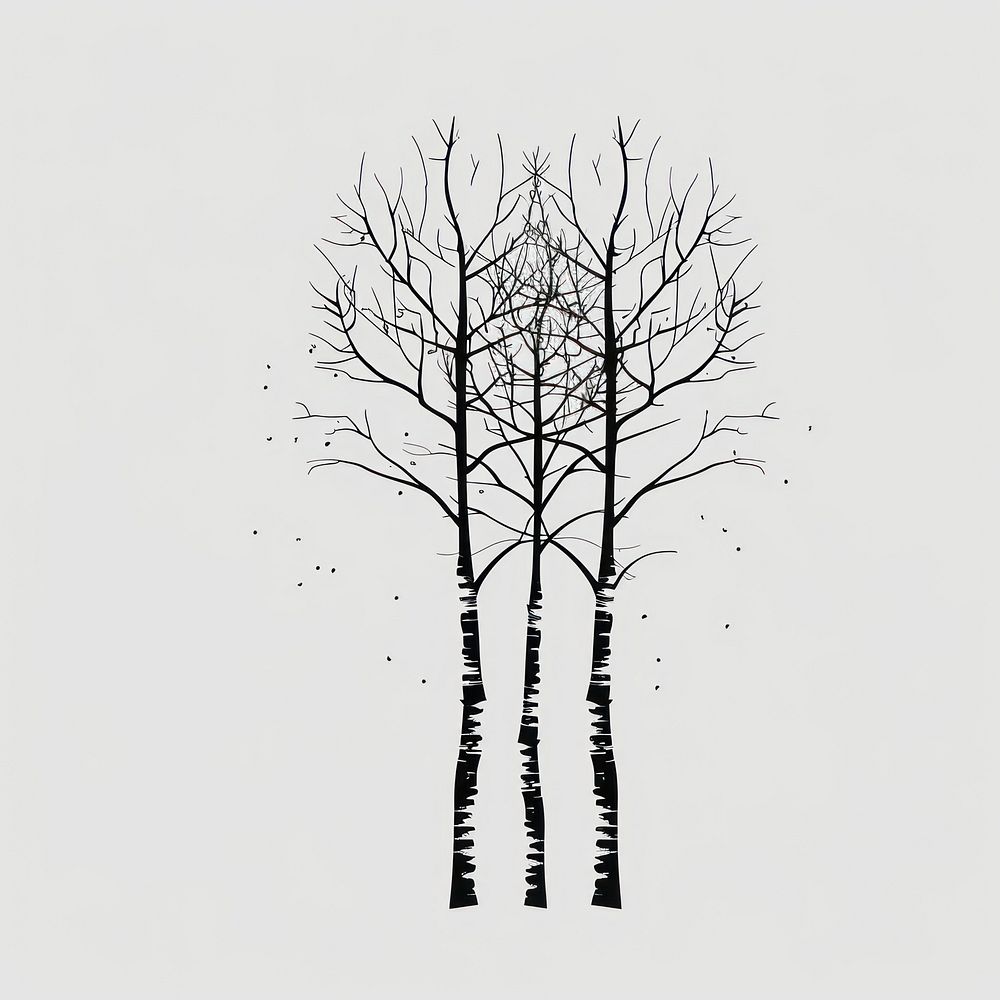 Birch illustrated silhouette drawing.