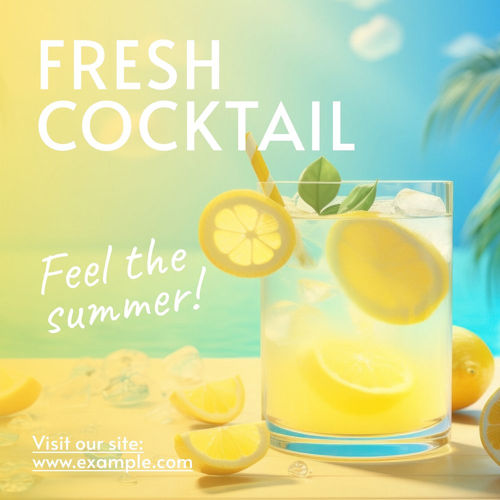 Summer cocktail drinks Facebook post template