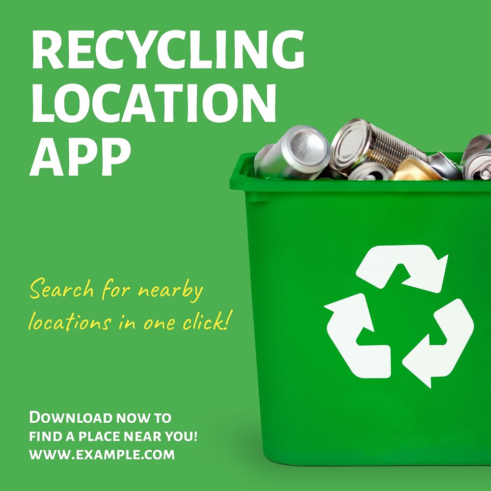 Recycling location app Instagram post template