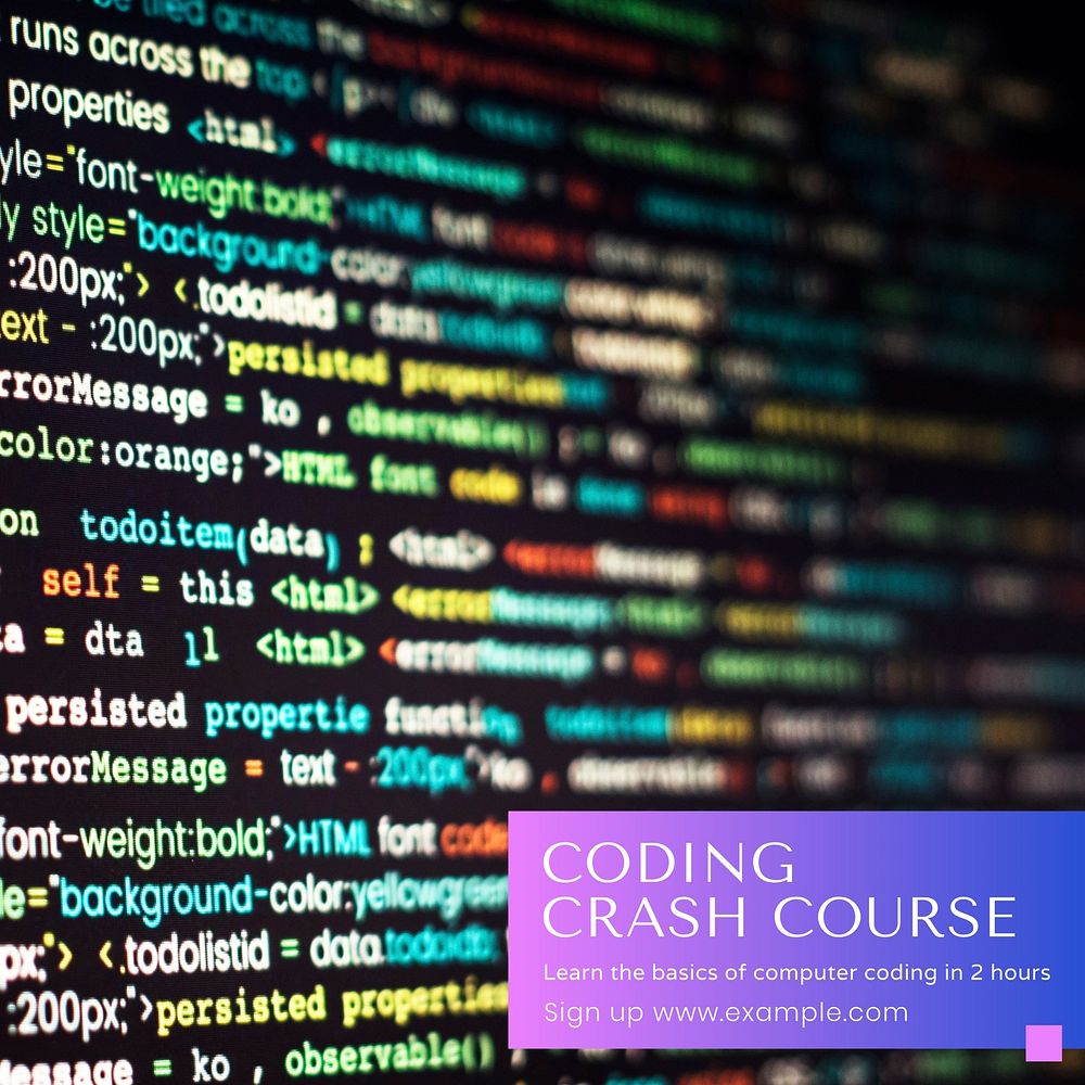 Coding crash course Instagram post template