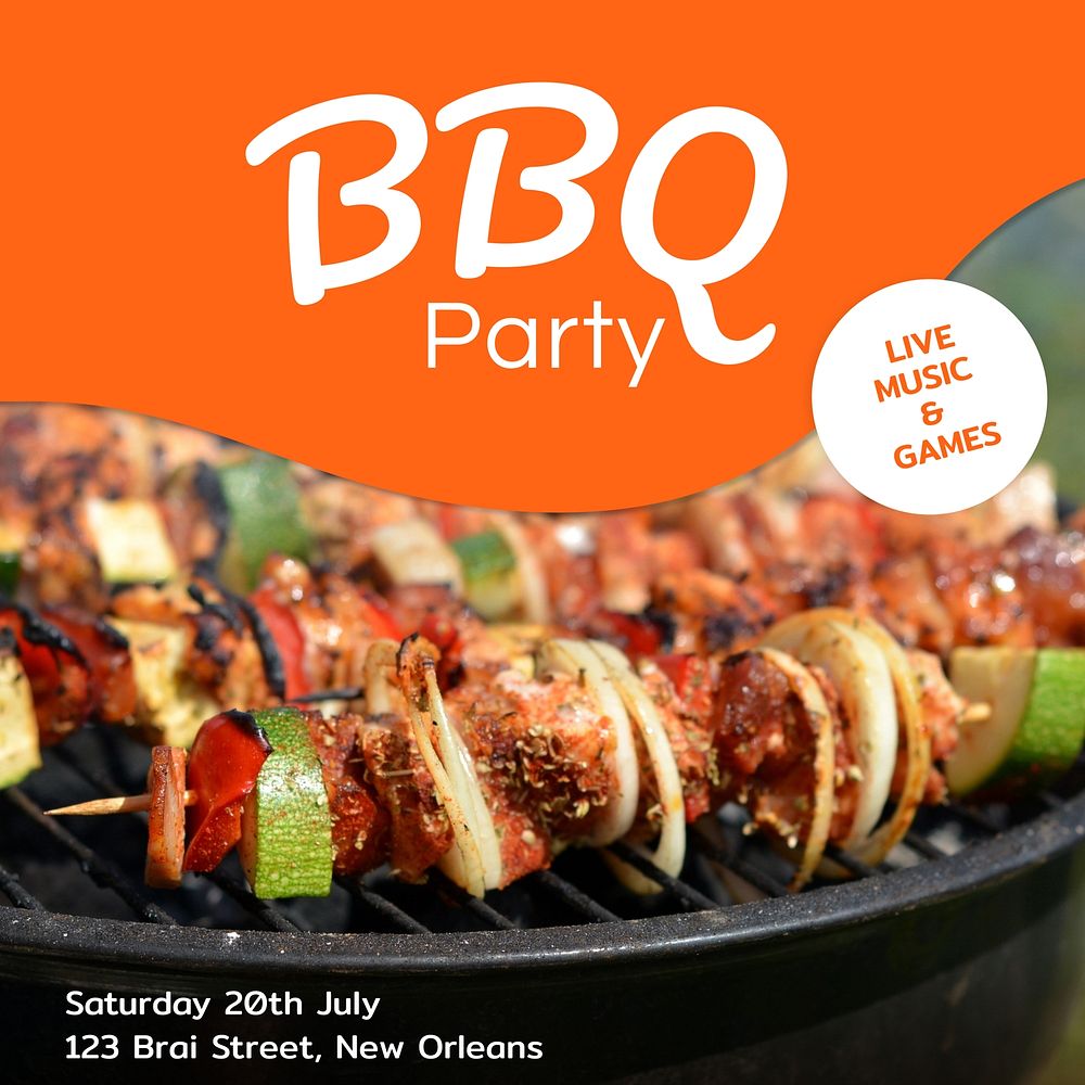 BBQ party Instagram post template