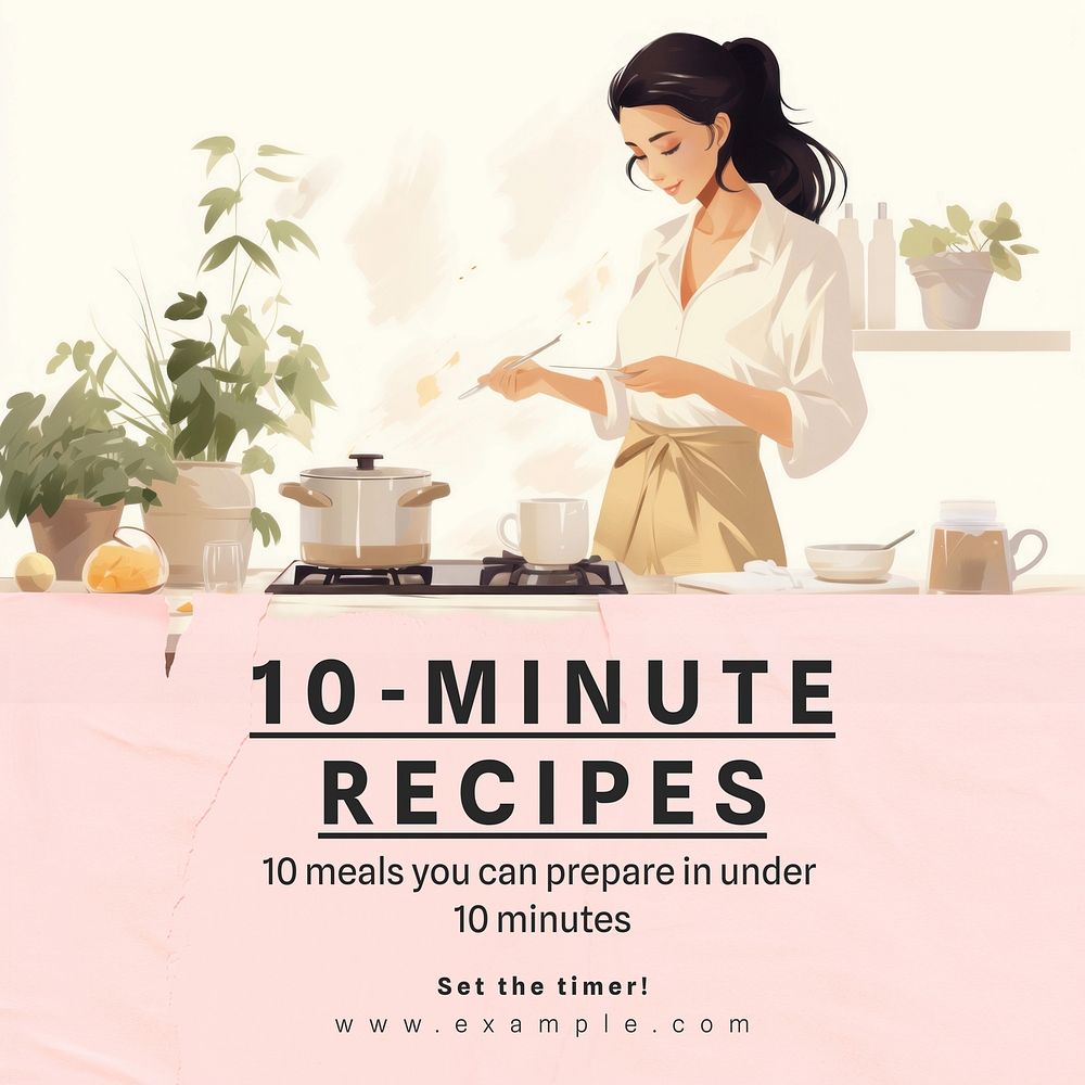 Quick food recipe Facebook post template
