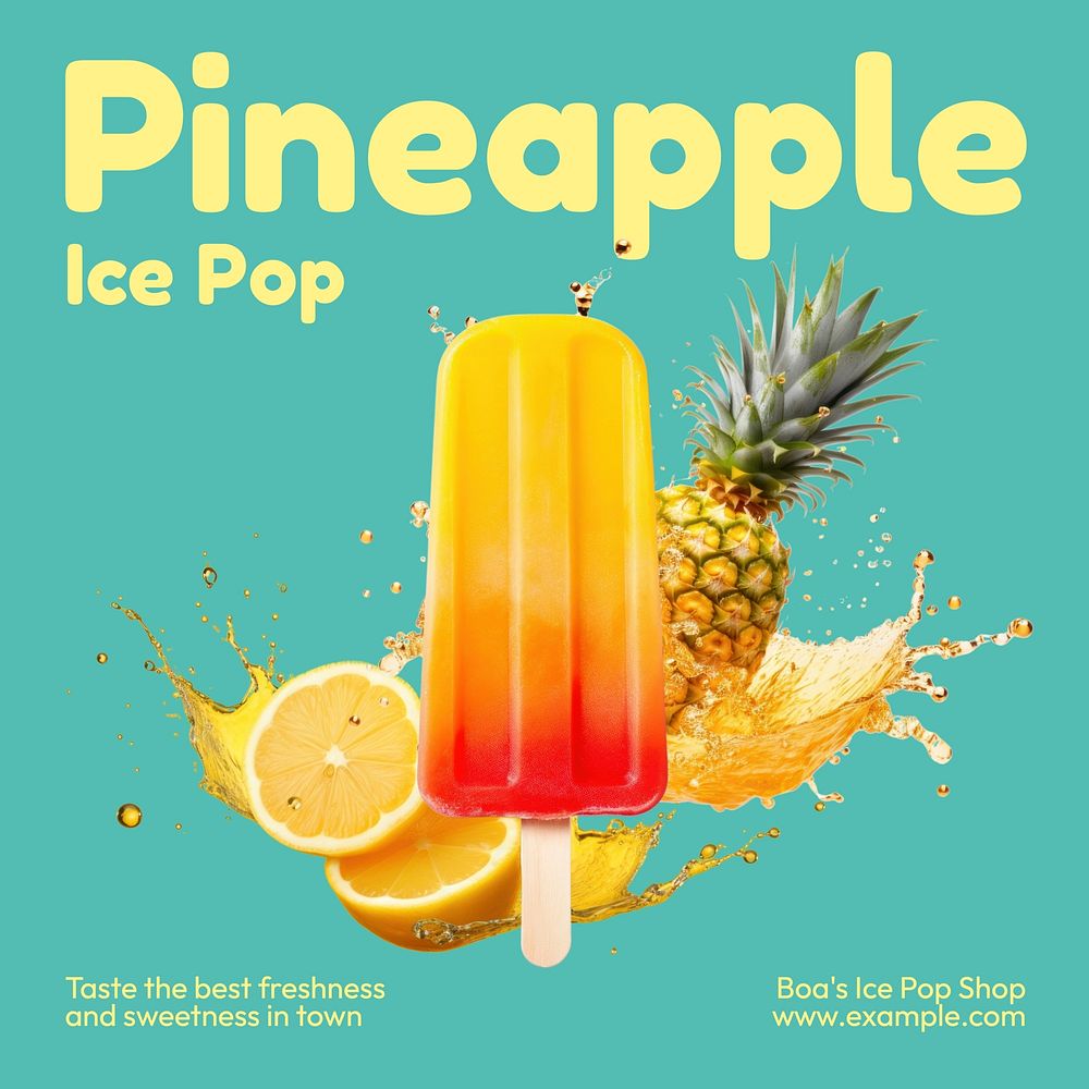 Pineapple ice pop Facebook post template