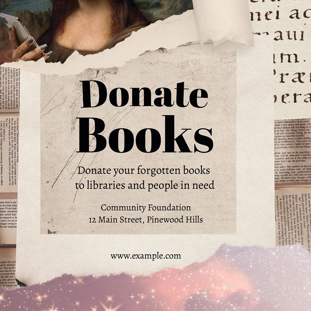 Book donation Facebook post template