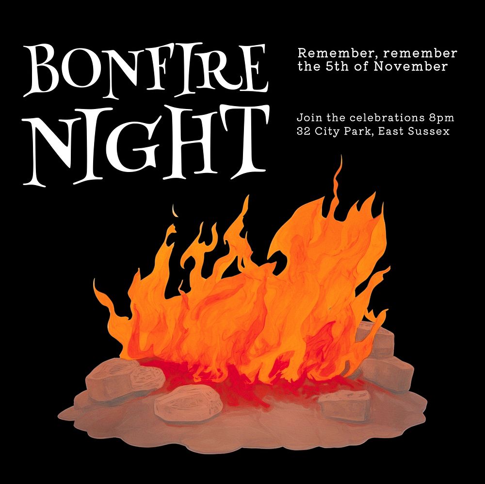 Bonfire night Instagram post template