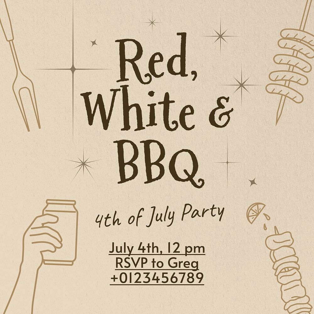 BBQ party Facebook post template