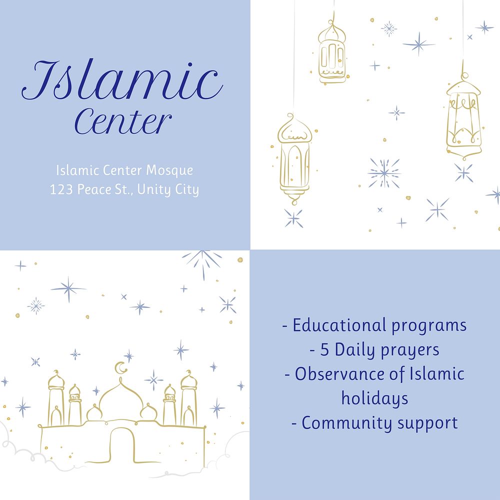 Islamic center Facebook post template