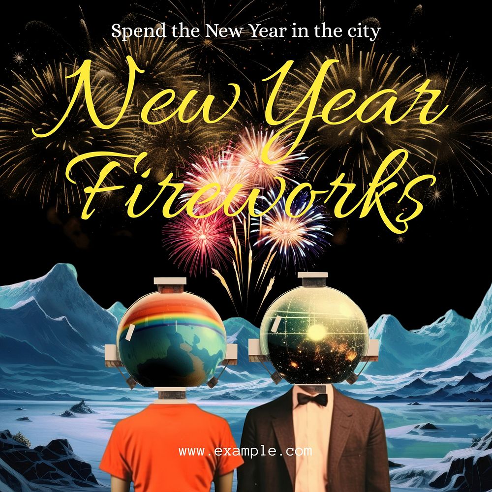 New year fireworks Facebook post template