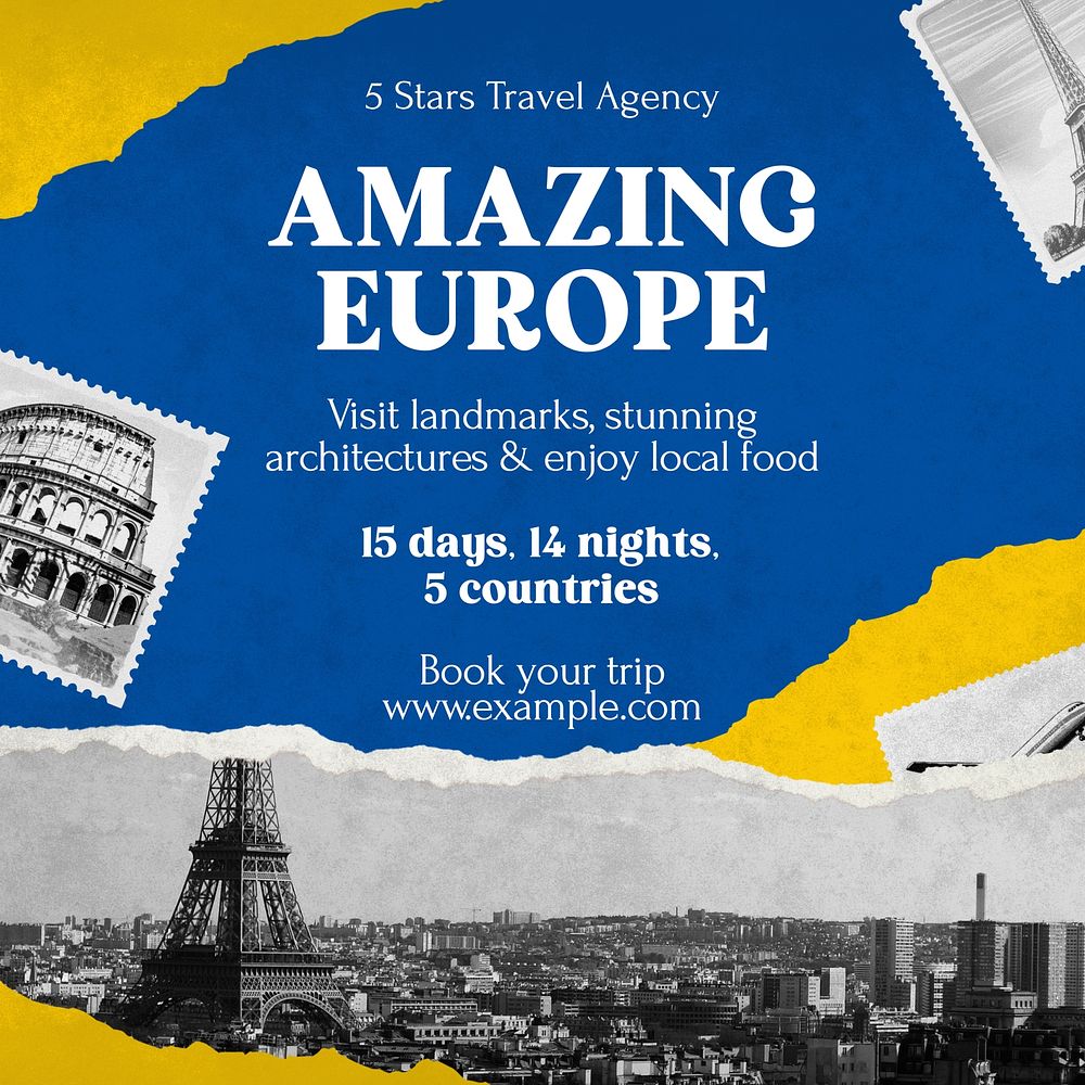 Europe travel Instagram post template