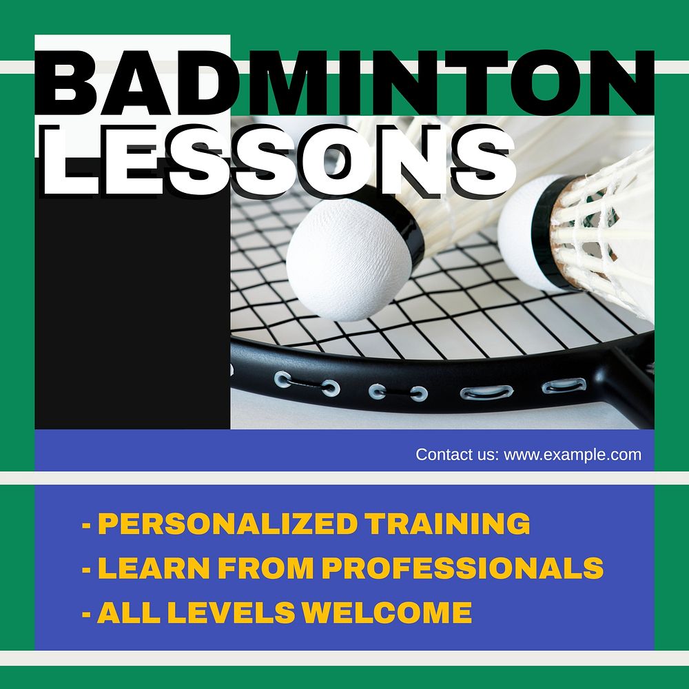 Badminton lessons Instagram post template