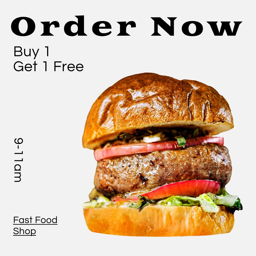New menu, burger Instagram post template