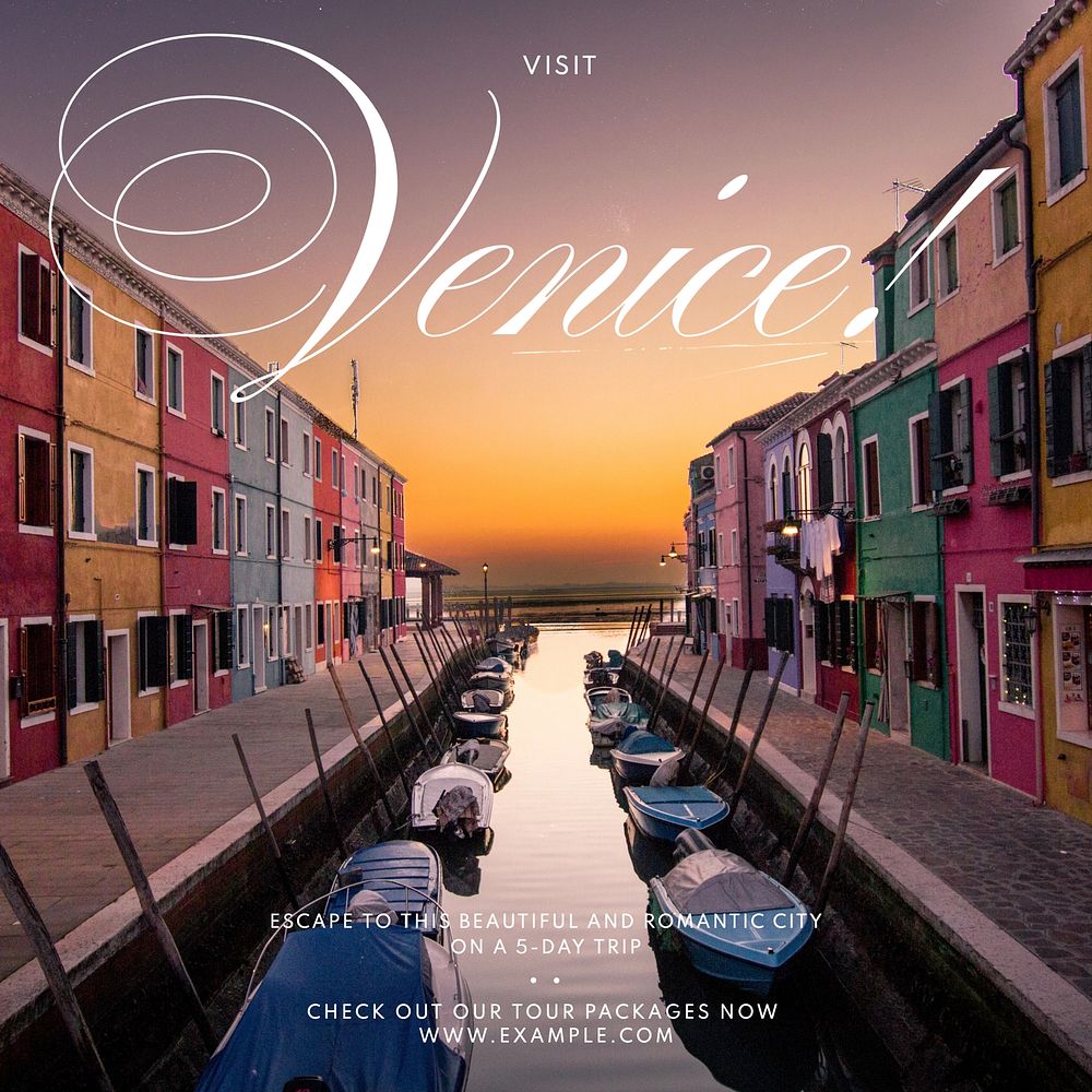 Venice travel Instagram post template