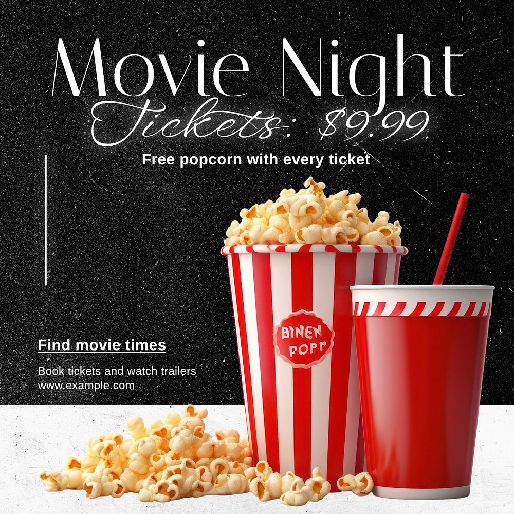 Movie night Instagram post template