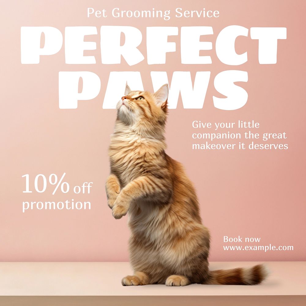 Pet grooming service Instagram post template,  social media design