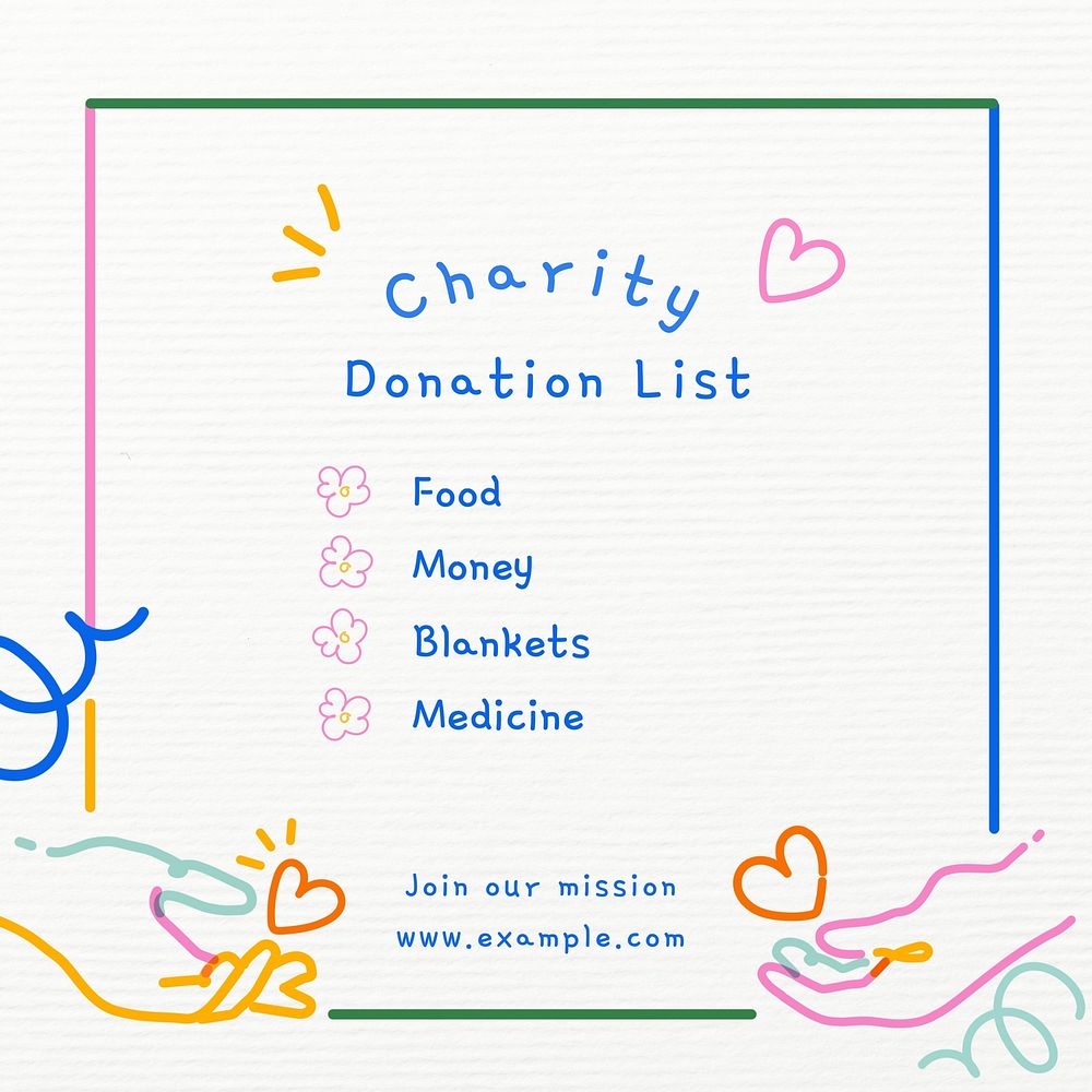 Donation list charity template