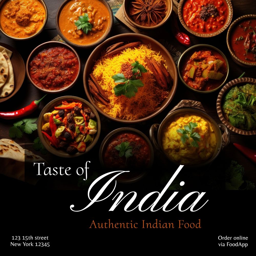 Indian restaurant Instagram post template