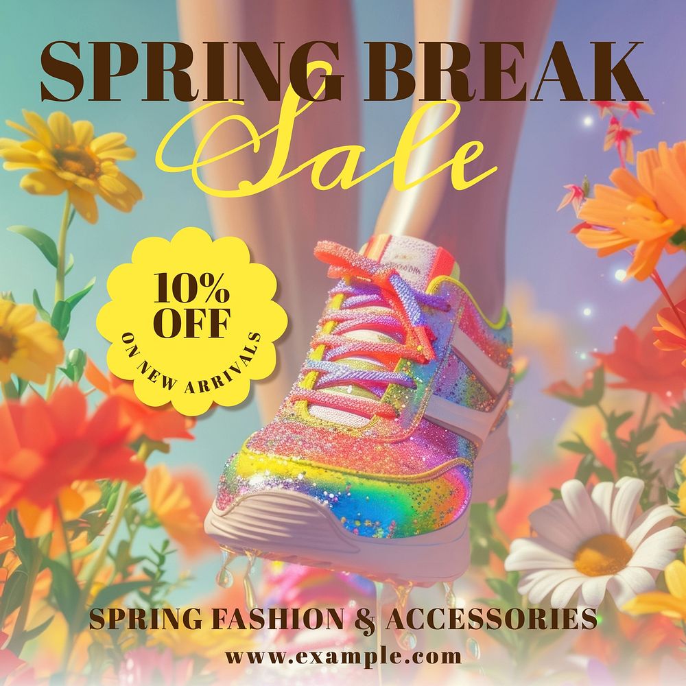Spring break sale Instagram post template