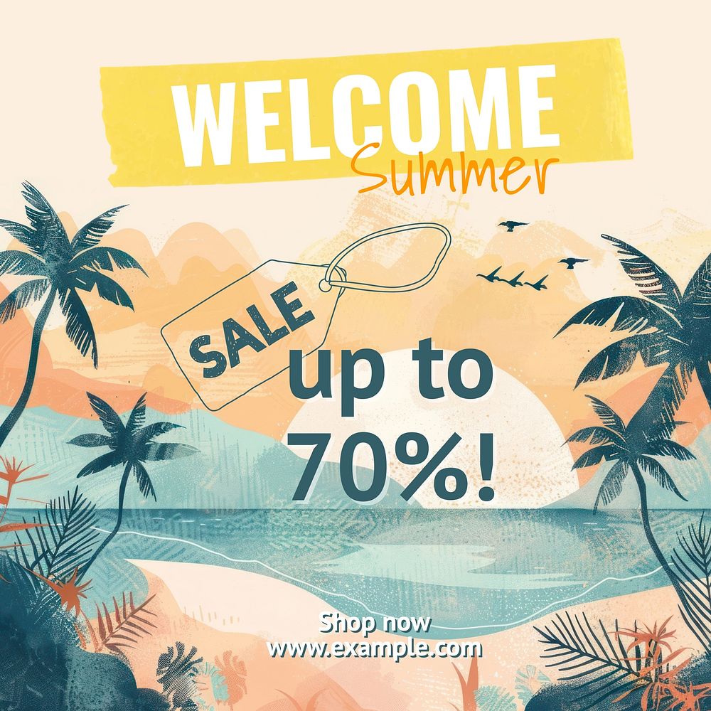 Welcome summer sale Instagram post template