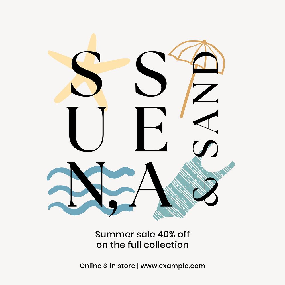 Summer sale Instagram post template