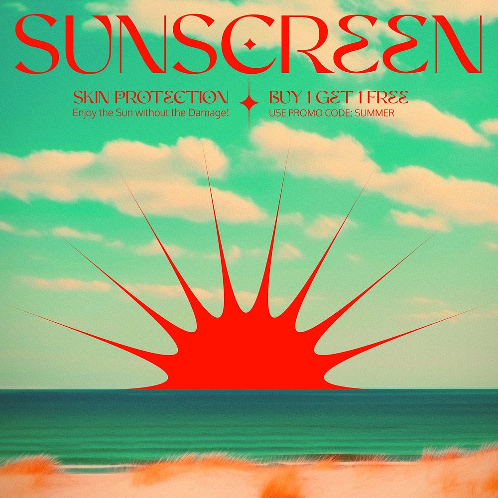 Sunscreen advertisement Instagram post template