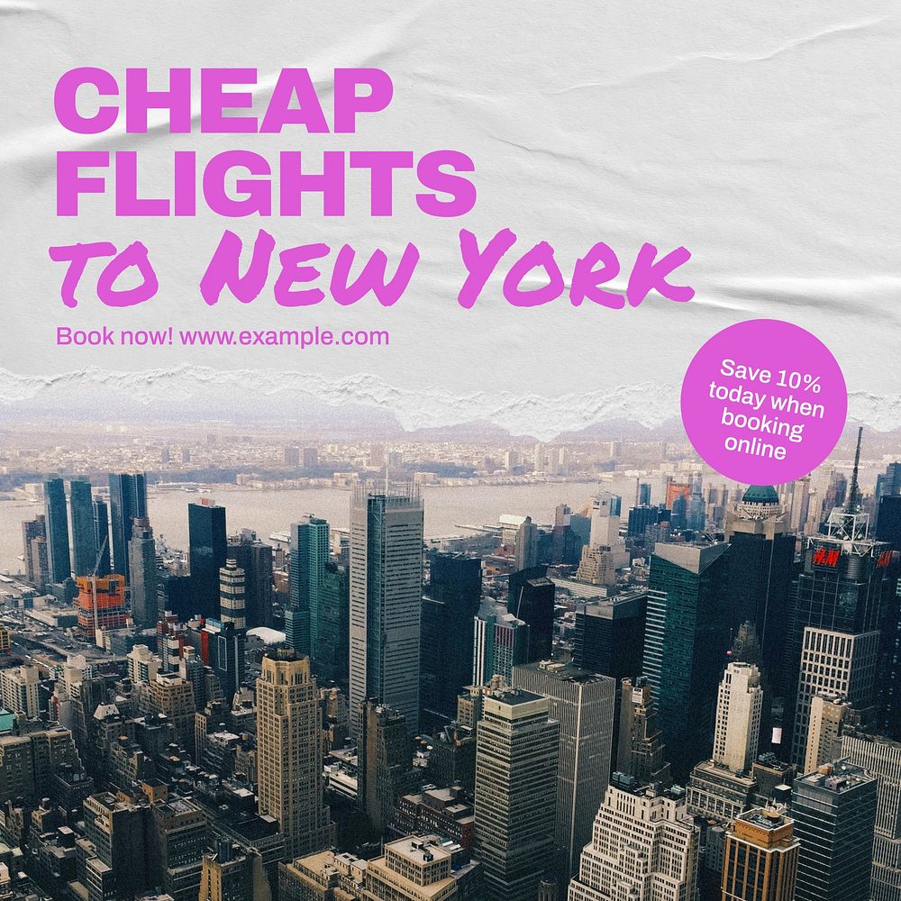 Cheap flights Instagram post template