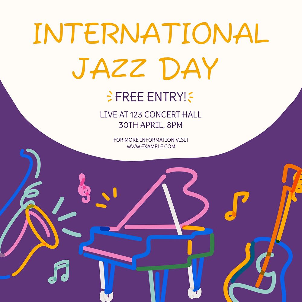 International Jazz Day Instagram post template