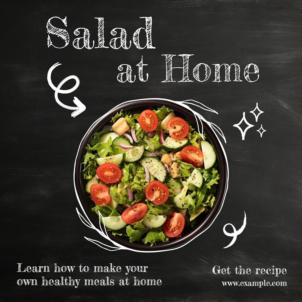 Salad at home Facebook post template