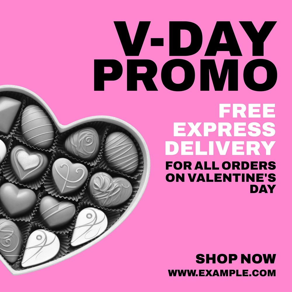 V-day promo Facebook post template