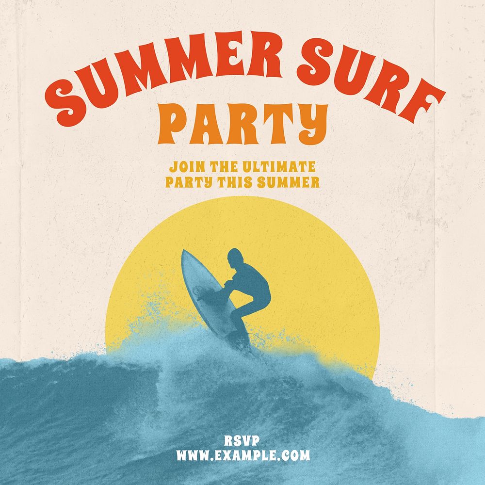 Summer surf party Instagram post template